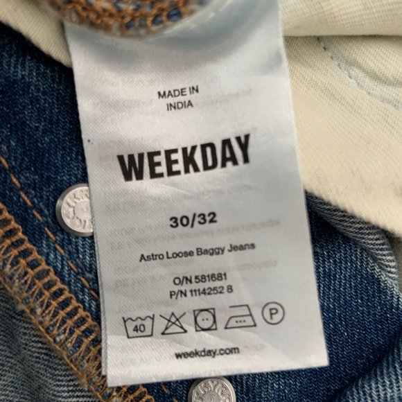 Women's Weekday Astro Loose Baggy Blue Jeans Denim Wide Leg Size 30/32 - Picture 7 of 13